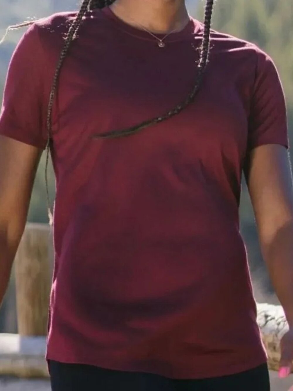 ZYIA Active Claret Ribbed Crew T